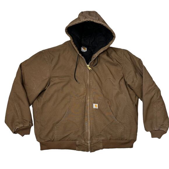 Carhartt J140 Jacket Size XL Dark Brown Loose Fit Duck Insulated Flannel Lined - Picture 1 of 9